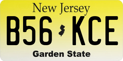 NJ license plate B56KCE