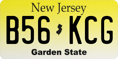 NJ license plate B56KCG