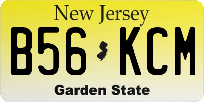 NJ license plate B56KCM