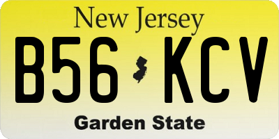 NJ license plate B56KCV