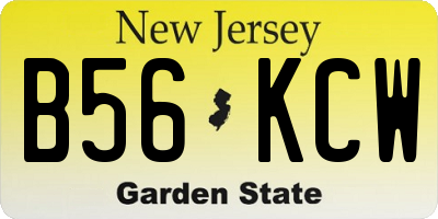NJ license plate B56KCW