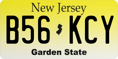 NJ license plate B56KCY