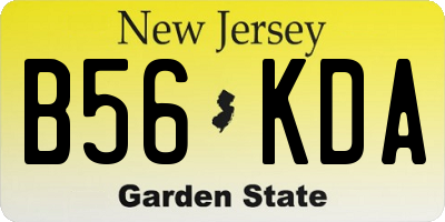 NJ license plate B56KDA