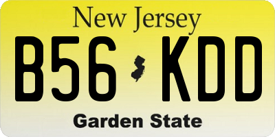 NJ license plate B56KDD