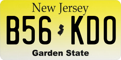 NJ license plate B56KDO