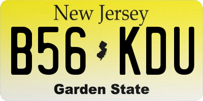 NJ license plate B56KDU