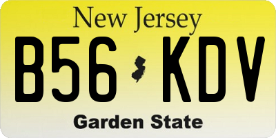 NJ license plate B56KDV