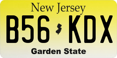 NJ license plate B56KDX