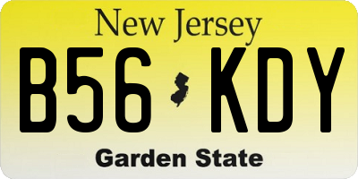 NJ license plate B56KDY