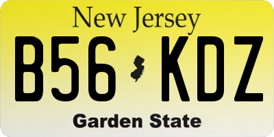NJ license plate B56KDZ