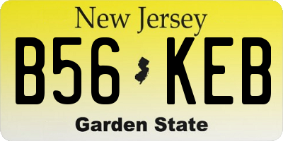 NJ license plate B56KEB