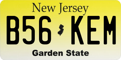 NJ license plate B56KEM