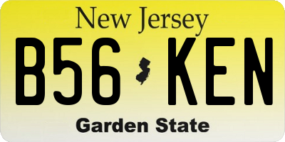 NJ license plate B56KEN