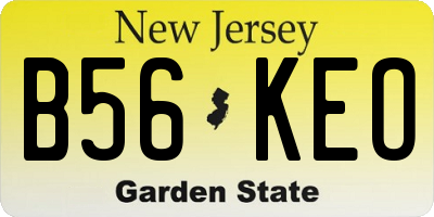 NJ license plate B56KEO