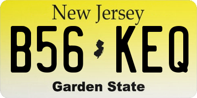 NJ license plate B56KEQ
