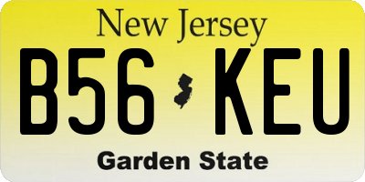 NJ license plate B56KEU