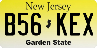 NJ license plate B56KEX