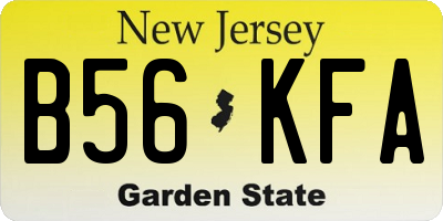 NJ license plate B56KFA