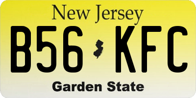 NJ license plate B56KFC