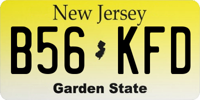 NJ license plate B56KFD