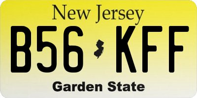 NJ license plate B56KFF