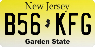 NJ license plate B56KFG