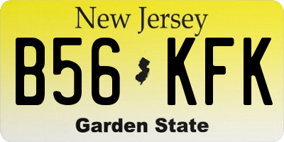 NJ license plate B56KFK
