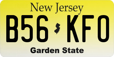 NJ license plate B56KFO