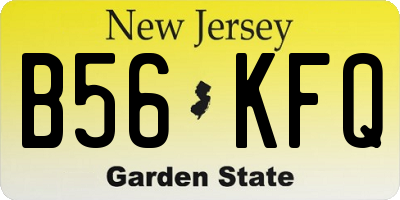 NJ license plate B56KFQ