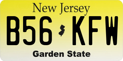 NJ license plate B56KFW