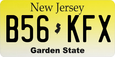 NJ license plate B56KFX