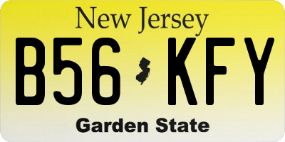 NJ license plate B56KFY