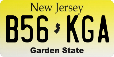NJ license plate B56KGA