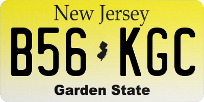 NJ license plate B56KGC