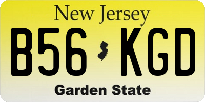 NJ license plate B56KGD
