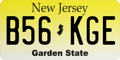 NJ license plate B56KGE