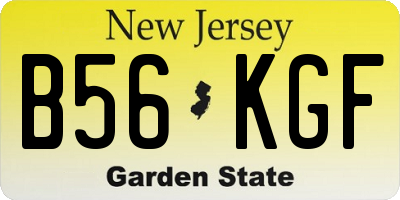 NJ license plate B56KGF
