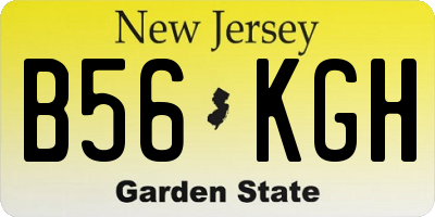 NJ license plate B56KGH