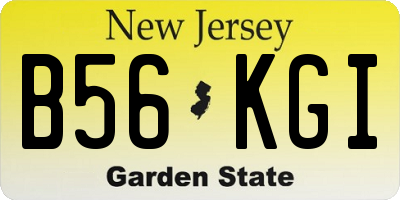 NJ license plate B56KGI