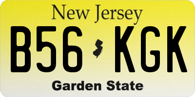 NJ license plate B56KGK