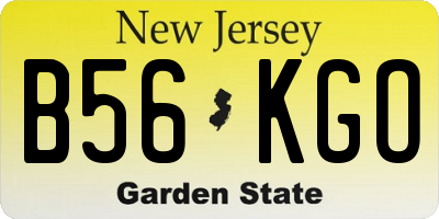 NJ license plate B56KGO