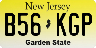 NJ license plate B56KGP