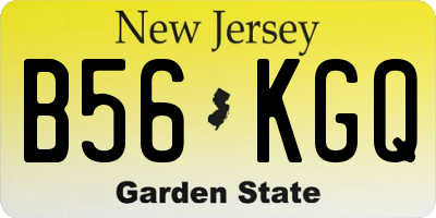 NJ license plate B56KGQ