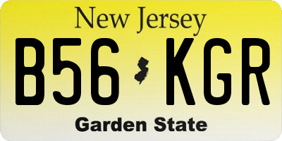 NJ license plate B56KGR