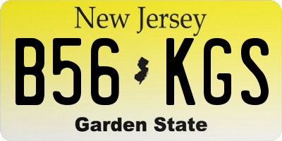 NJ license plate B56KGS