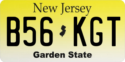 NJ license plate B56KGT