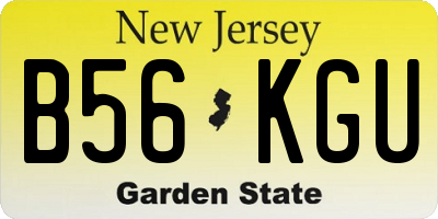 NJ license plate B56KGU
