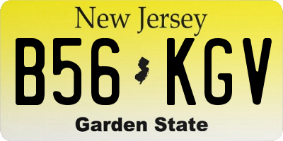NJ license plate B56KGV