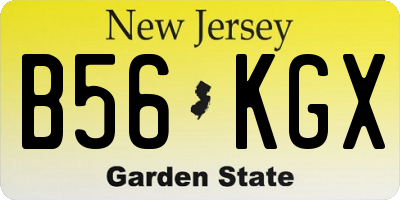 NJ license plate B56KGX
