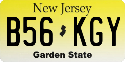 NJ license plate B56KGY